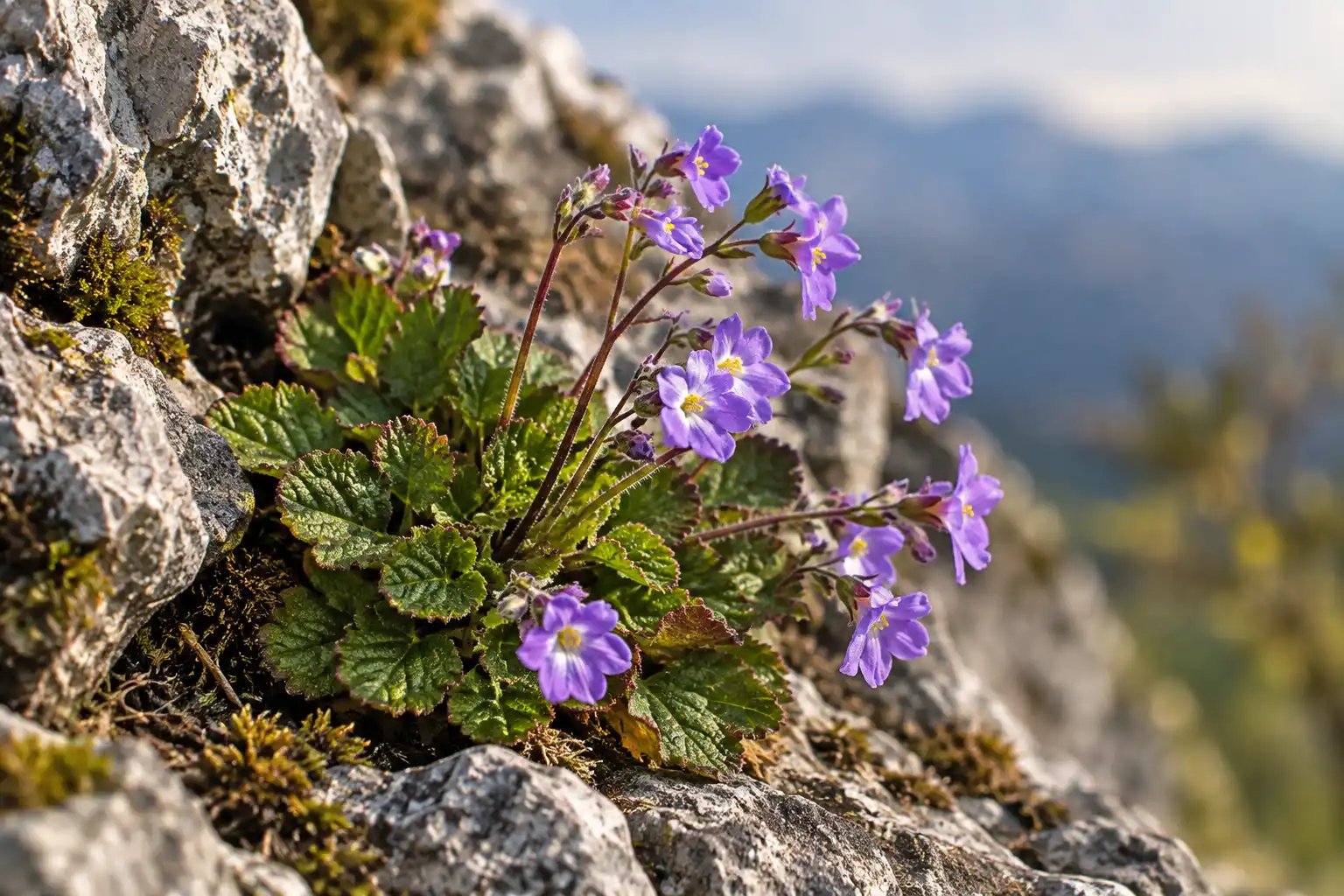 Cvet biljke Natalijine ramonde u prirodi
